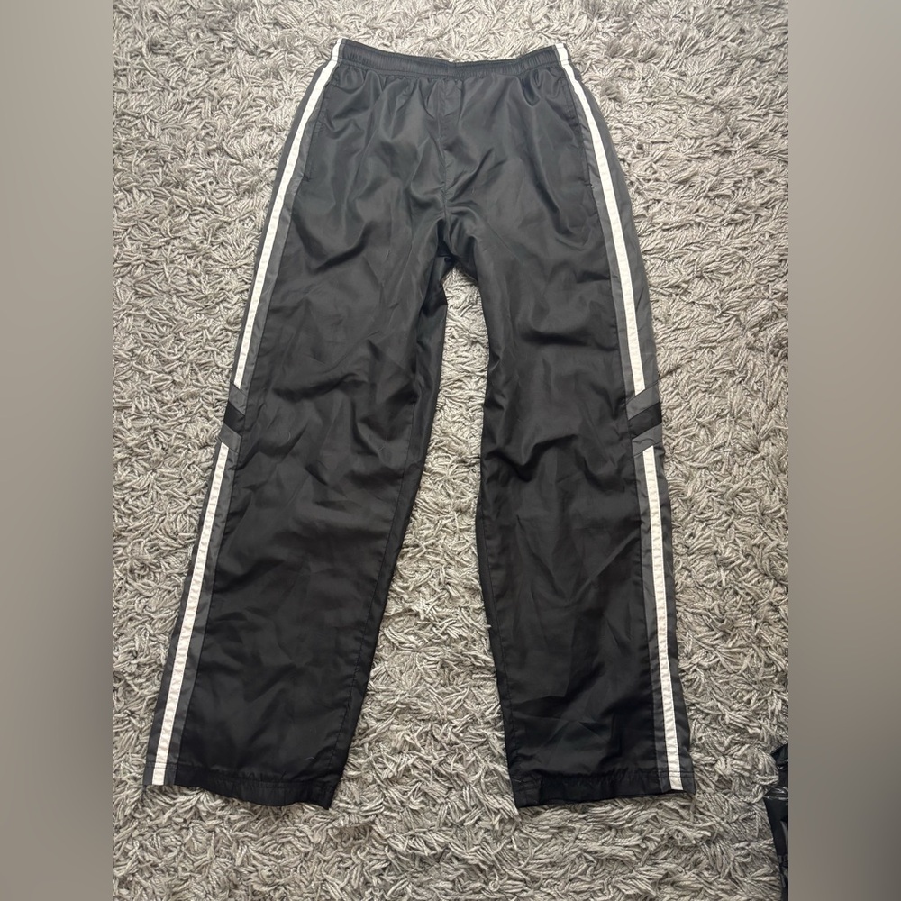 Black Track Pants with White Stripes